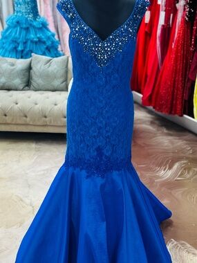 Mac Duggal Royal Blue Embellished Mermaid Gown